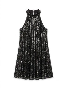 Laundry by Shelli Segal Black Sequin Dress Sz 12 High Neck Cocktail Knee Length